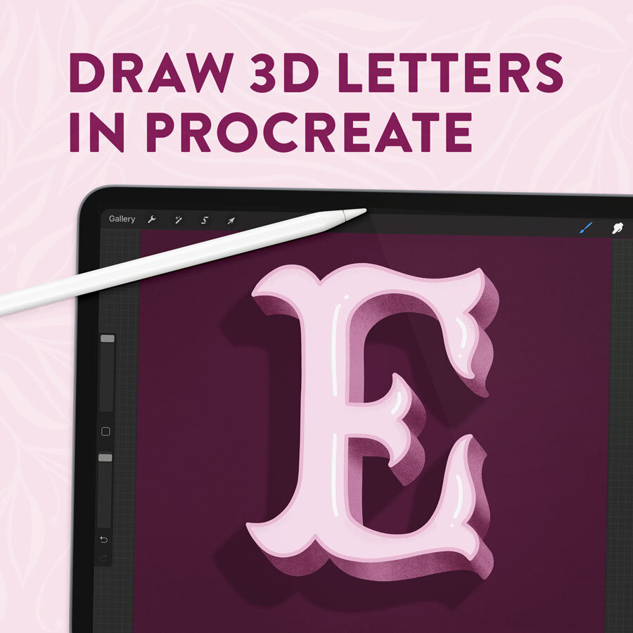 How to Draw a 3D Letter with Drop Shadow in Procreate