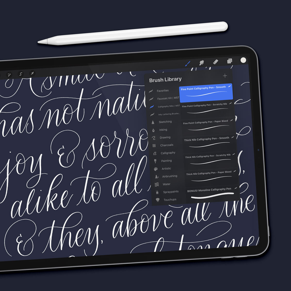 I design calligraphy and lettering brushes for Procreate , too!