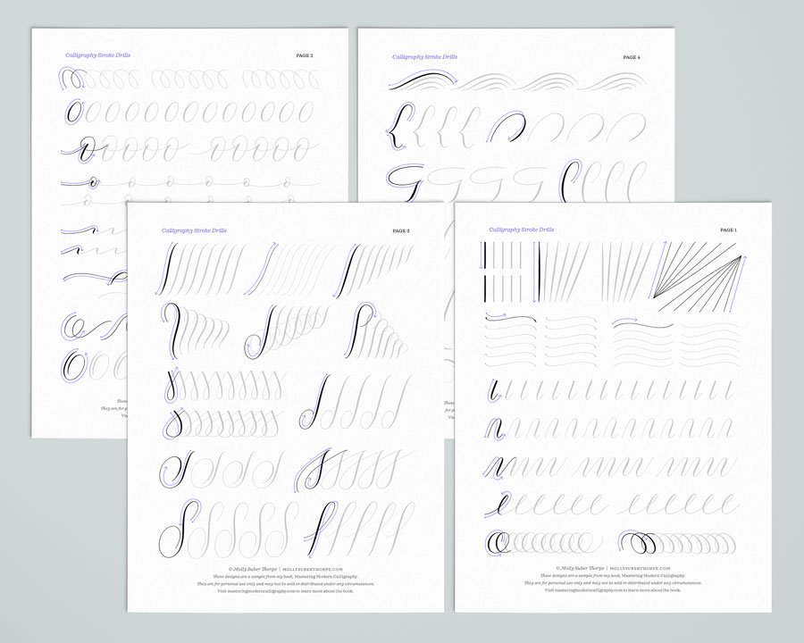  Free stroke drill practice sheets come in my  Lettering Toolkit  