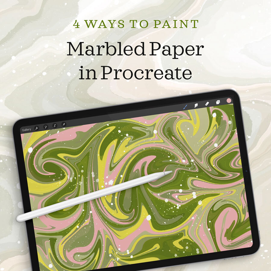 Marbled Paper Four Ways in Procreate