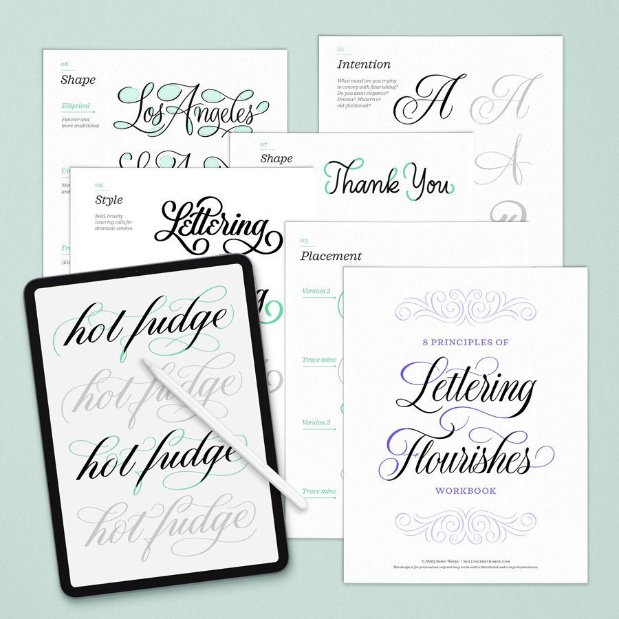 Free Workbook: 8 Principles of Lettering Flourishes
