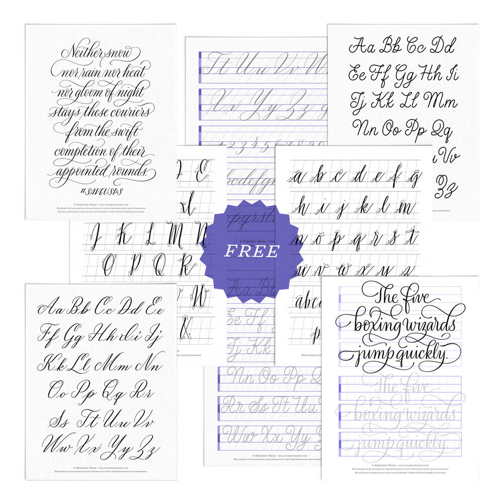  My  Free Lettering Toolkit  has tons of free printable calligraphy practice sheets 